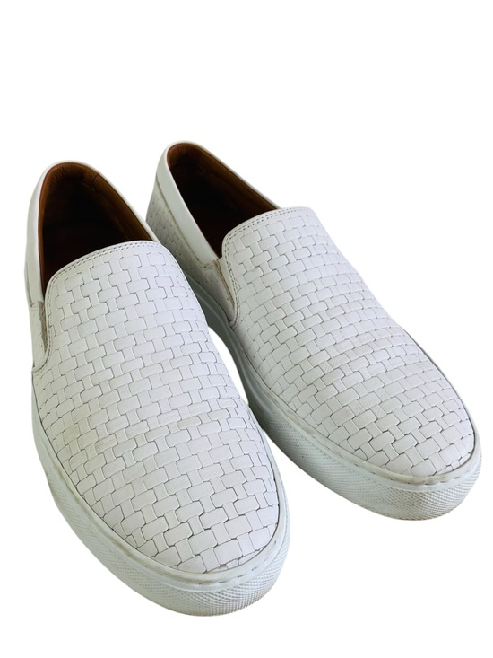 Aquatalia Shoes - Aquatalia Ashlynn White Woven Leather Slip On Sneakers Size 8.5